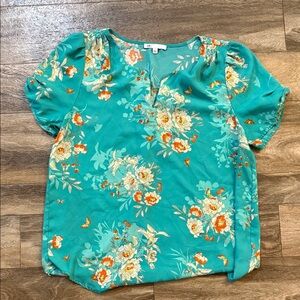 DR2 Teal Floral Blouse